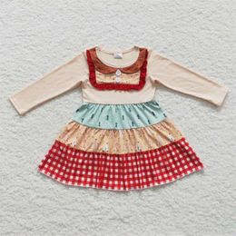 Girl Dresses Wholesale Infant Toddler Long Sleeves Christmas Dress Baby Girls Tree Candy Kids One Piece Children Patchwork Clothing