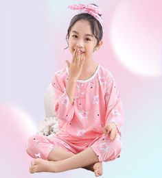 Summer Toddler Girls Clothes Longsleeved Pajamas for Teens Boys Pijamas Cotton Sleepwear Home Clothes For Kids 2 4 6 8 12Years G23993016