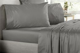 Bedding Sets 4 Pcs 1200 TC Egyptian Cotton Set Fitted Sheet Duvet Cover King Size White Light Gray Beige Colors Customize