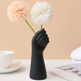 Vases Hand-shape Flowerpot Pen Container Exquisite Flower Bottles Resin Craft Home Decor Nordic Style For Dining Table Office Supplies