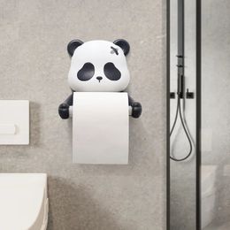 Resin Cartoon Panda Toilet Paper Holder WC Tissue Rack Bathroom Wallmounted Punchfree Shelf Roll Hanger 240102