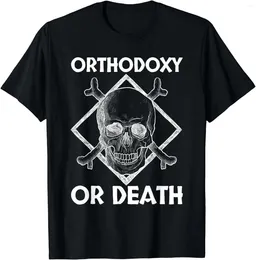 Men's T Shirts Orthodoxy Or Death - Eastern Orthodox Russian Men T-Shirt Short Sleeve Casual Cotton