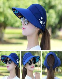 Summer Hats Women Foldable Sun Hat Pearl Flower Visor Suncreen Beach Floppy Cap Female Outdoor Casual Baseball Caps Adjustable3120295