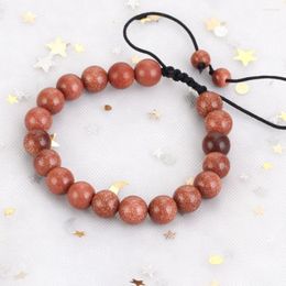 Strand 6/8mm Natural Golden Sand Stone Bracelet Adjustable Braided Rope Bangles For Men Women Jewelry Gift Healing Energy