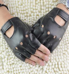 Fingerless Gloves 1 Pair Unisex Fashion Black Outdoor Sport PU Leather Solid Driving Punk Half Finger17570419
