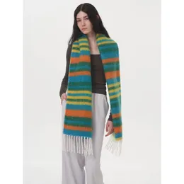 Scarves 2024 Winter Scarf Women's Ins-style Warm Thickened Vintage Imitation Cashmere Check