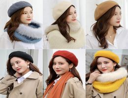 Fashion Lady Wool Beret Hats Women Causal Travel Warm Winter Solid Colour Knitted Cap Outdoor Girl Bonnet Caps TTA14569070015