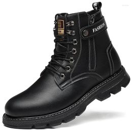 Boots Winter Men's High-top Motorcycle And Ankle Waterproof Men Leather Shoes Large Size Casual Boot