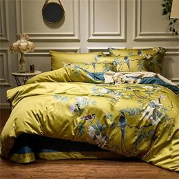 sets HD Printed Bedding Birds Branch Printed Premium Egyptian Cotton Silky Soft Duvet Cover Family Size US King Queen Size Bedding Set