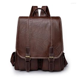 School Bags Vintage Women Backpack Soft Leather Large Capacity Travel Backpacks Fashion Bag For Girls Men