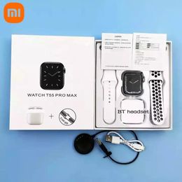 Earphones Xiaomi 2022 T55 Pro Max Smartwatch Heart Rate Monitor TWS Earphone 2 In1 1.71 Inch Multisport Mode Screen Smart Watch for Men