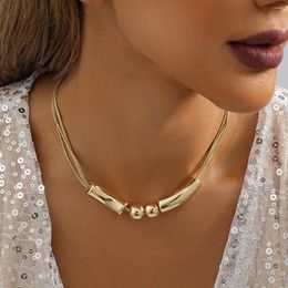 Choker Creative Golden Texture Ball Necklace For Women Niche Design Versatile Women's Birthday Party Gift Jewelry Wholesale Direct Sale