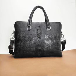 Briefcases 2024 Men's Business Leather Bag Briefcase Computer Crocodile Pattern Shoulder