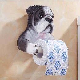 Gray Dog Toilet Paper Holder Hygiene Resin Tray Free Punch Hand Tissue Box Household Towel Reel Spool Device 240102