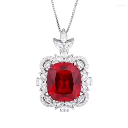 Pendant Necklaces Spring Qiaoer Trend 14 16mm Ruby Emerald Paraiba Tourmaline Aquamarine Gemstone Women's Necklace Wedding Jewellery Gifts