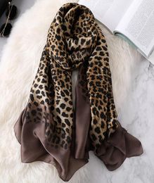 Luxury Women Ombre Leopard Dot Natural Silk Scarf Lady Fashion Print Shawls and Wraps Pashmina Foulards Bandana Hijab Snood 2010183481749