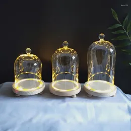 Bottles Eternal Flower Clear Glass Dome Bell Jar Cloche Display Wooden Base With Fairy LED Night Lights Decorations