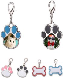 Fashion Thermal Transter Sublimation Blanks Dog Keychains DIY Designer Jewellery Bone Cats Claws Pink Black Blue Silver Alloy Lo2893690