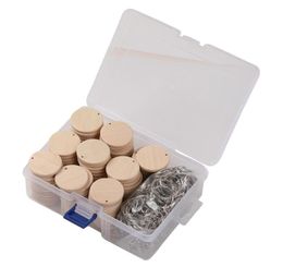 Keychains Craft Wood Blanks DIY Discs Pendants Keyring W Storage Box4422751