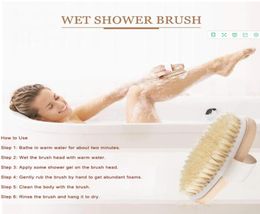 Dry Skin Body Soft Hair Natural Bristle Brush Wooden Bath Shower Bristle Brush SPA Body Brush without Handle Horny Clean9513025