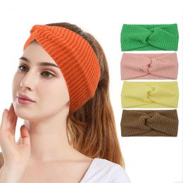 Bright Color Women Knitting Cross Knot Headband Autumn Winter Sports Yoga Hairbands Warmers Wash Face Head Warp Hair Accessories