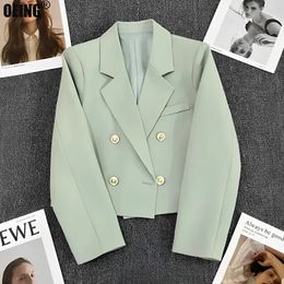 Spring Autumn Blazers Elegant Women's Jacket Chic Casual Sports Suit Korean Fashion Coats Solid Luxury Office Lady Clothes 240103