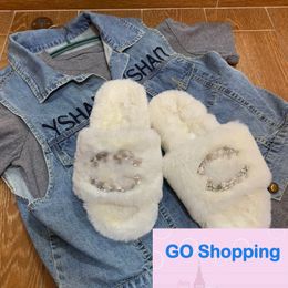 Fluffy Slippers Wool Sleeper Shoes Women's Outer Wear New Flat Flip-Flops Non-Slip Wool Sleeper Shoe