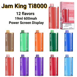 E Cigarette Jam King Ti8000 vapes disposable puff 8000 19ml E-Juice Rechargeable Power Screen Display vape pen elf bar vape vs puff tornado