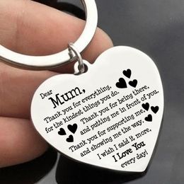 Keychain for Women Men Letter I Love Mum Stainless Steel Keys Chains Mother's Birthday Gift Souvenir Wholesale