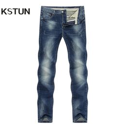 Dark Blue Jeans Men Stretch Slim Straight Regular Fit Spring Casual Pants Denim Trousers Mens Clothing Man Fashion Brand 240102