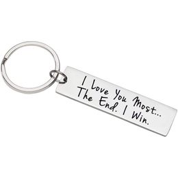 Keychain for Women Men Letter Valentine's Day I Love You Most Stainless Steel Keys Chains Couple Friend Father Birthday Gift Souvenir Wholesale