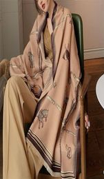 Luxury Horse Print Scarf Women Cashmere Winter Warm Scarves Brand Pashmina Shawls Lady Wraps Bufanda Thick Bandana LJ2012216791370
