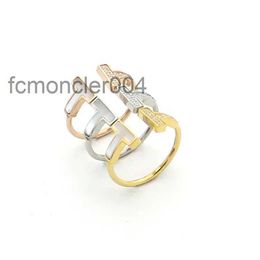 Rings for Women Jewellery Double t Shell Between the Diamond Ring Couple Foreign Trade Models Smile Set T0GX