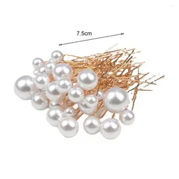 Hair Clips Chic Fork Retro Sturdy U-shaped Imitation Pearls Bun Forks Handmade Bridal Hairpin Accessories