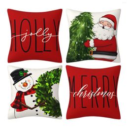 Pillow 4pcs Throw Christmas Decor Reusable Soft Office Cover Holiday Washable Couch Practical Winter Home Outdoor