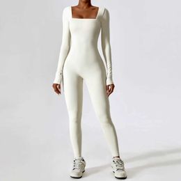 Women's Tracksuits Women's Tracksuit Sportswear Seamless Long Sleeved Yoga Suit Gym Jumpsuit Push Ups Fitness Workout Clothes Bodysuit One Piece J240103