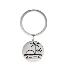 Keychains Fashion Stainless Steel Beach Key Chain Hip Hop Coconut Tree Valentine's Day Gift Birthday