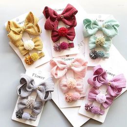 Hair Accessories Boutique 12Sets Ins Fashion Cute Pom Tiaras Bowknot Hairpins Solid Floral Star Bow Clips Princess Headwear