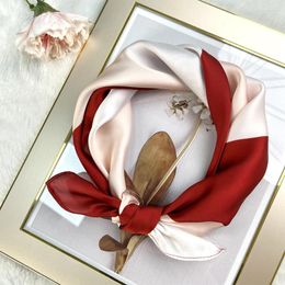 Scarves Imitation Silk Satin Square Hair Scarf Designer For Women's High-grade 21"x21" Fashion Neckerchief