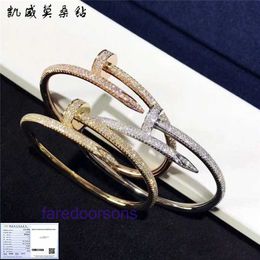 Designer Bangle Car tires's for women and men Platinum 18K Rose Gold Bracelet Women's Nail Full Diamond Personality Have Original Box