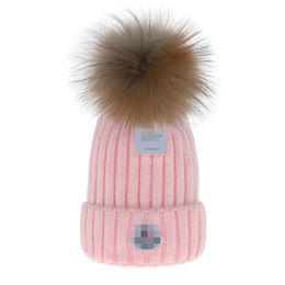 Womens Designer Winter Pompoms Beanie Knitted Woolen Hat Women Chunky Knit Thick Warm Faux Fur Hats Female Bonnet 11colors b1