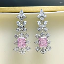 Stud Earrings Yellow Diamond Female 925 Sterling Silver Design Sense Luxury Unique Fashion Wedding Jewelry
