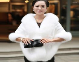 Scarves Luxury Elegant Womens Faux Mink Cashmere Winter Warm Fur Coat Shawl Cape Fashion Solid Ladies Pashmina Poncho KH704471Scar2491791