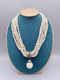 Pendants 5 Strands Of 6mm Howlite White Turquoise Pendant Necklace Trendy Jewelry For Women And Girls Gifts 19 Inch