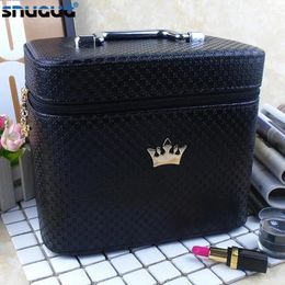 Organizer Women Noble Crown Big Capacity Professional Makeup Case Organizer High Quality Cosmetic Bag Portable Brush Storage Box Suitcase J1
