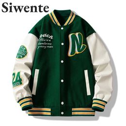 American Trend Stitching Baseball Uniform Youth Embroidered Loose Jacket for Men Letter Striped Collar Windproof Couple Outfit 240103