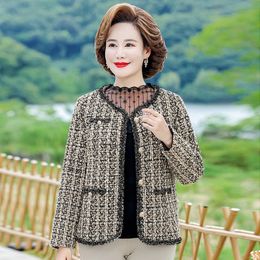 Women Plaid short Jacket Coat autumn and winter Long Sleeve tweed Ladies office short Jacket Female Outerwear Chic Tops 240102