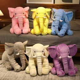 40cm 60cm 80cm Kawaii Plush Elephant Doll Toy Kids Play Back Cushion Cute Stuffed Elephant Child Accompany Doll Xmas Gift 240102