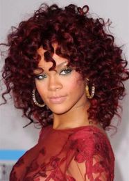 Wigs lace front wig Heat Resistant red Burgundy Wig Afro Kinky Curly Wigs for black women FZP75