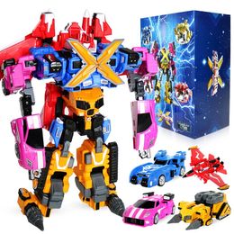 4pcsset Mini Force Transformation Robot Toys Action Figures MiniForce X Simulation Car Aeroplane Deformation Mini Agent Toy 240102